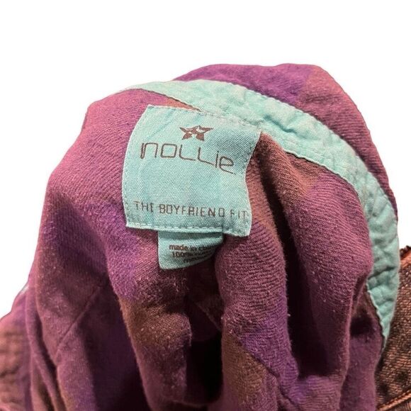 Nollie Purple Gray Plaid Flannel Women’s Medium - Picture 3 of 3
